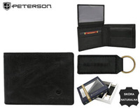 Gift set: leather wallet and key ring PETERSON PTN SET-M-N003-GVT