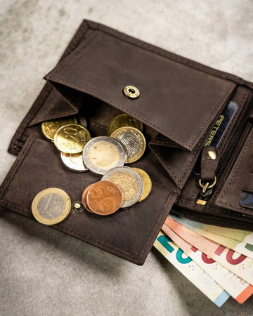 Leather wallet & key ring gift set PETERSON PTN SET-M-N994-CHM