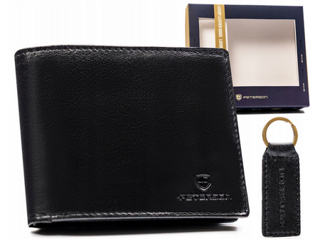 Gift set: leather wallet and keyring PETERSON PTN SET-M-N992-GVT