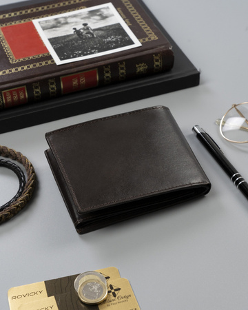 Portfel skórzany RFID ROVICKY N61-RVT D.Brown