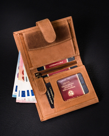 Leather wallet PTN 317Z 2-1-5 COGNAC