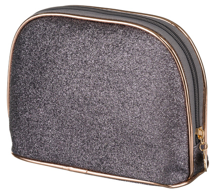 A glittering single-compartment travel cosmetic bag PTN KOS-L01-B Silver Peterson