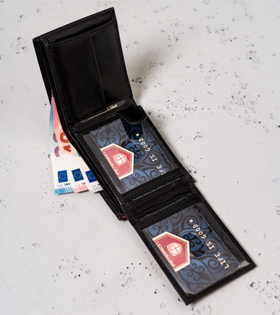 Portfel męski skórzany PTN 366.01 2-1-1 Black