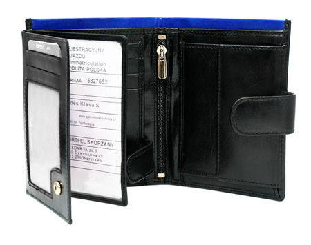 Skórzany portfel męski na karty z systemem RFID Protect— Rovicky