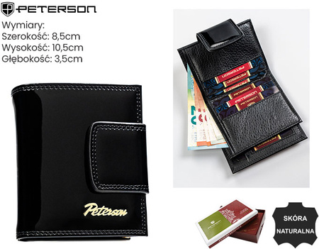 Portfel damski skórzany PTN LJ-42329 Black-Gold