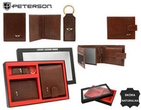Zestaw prezentowy: skórzany portfel, etui ii brelok PETERSON PTN SET3-N992L-VT