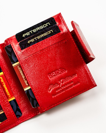  Wallet in Embossed Patent Natural Leather PETERSON PTN 42329-DSL Red