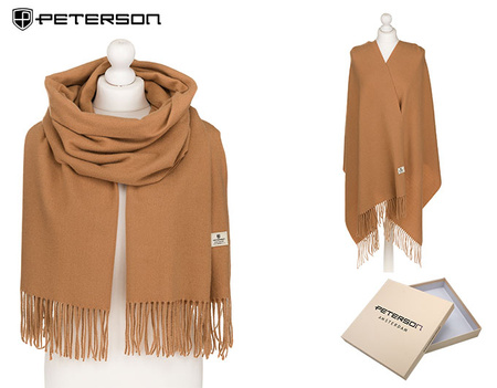 Large Women's Scarf with Fringes Peterson PTN SPV73 Dark Yellow