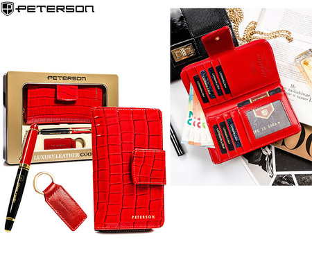 Damski zestaw prezentowy: portfel, długopis, brelok PTN ZDE-08 Red