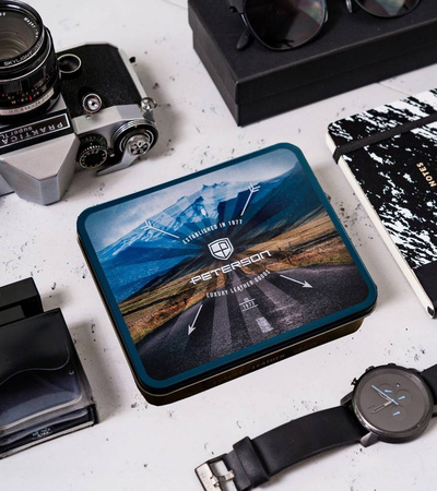 Men's leather wallet PTN N575-VTP-BL-RED