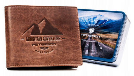 Portfel skórzany RFID PETERSON PTN N992-BE-MOUN L.Brown