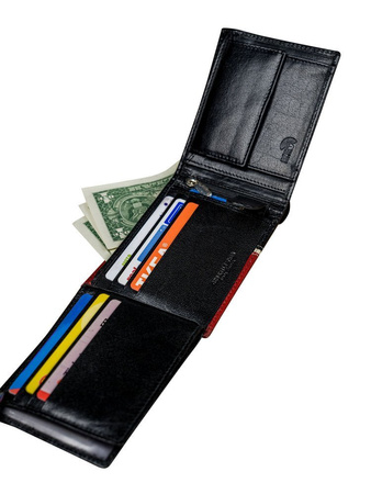 Portfel skórzany RFID ROVICKY 324-RBA-D Black+Red