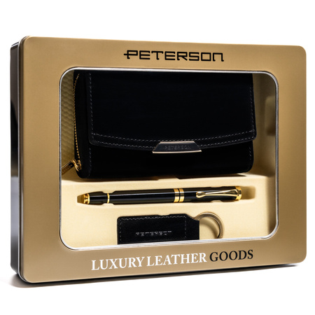 Damski zestaw prezentowy: portfel, długopis, brelok PTN ZDE-01 Black