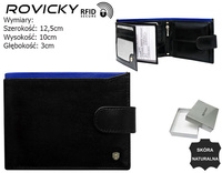 Portfel skórzany RFID ROVICKY N992L-RVT Black+Navy