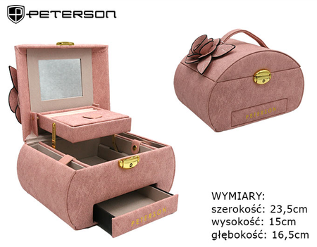 Pink Jewelry Box with Flower Decoration Peterson PTN SZK-01