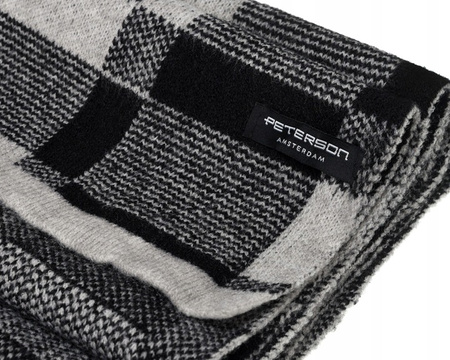 Large Men's Checkered Scarf Peterson PTN SA100-01 Black