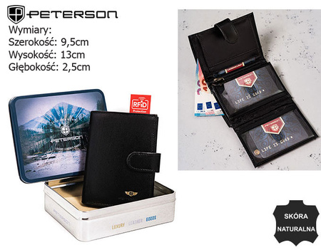 Peterson men's RFID leather wallet PTN 324Z 2-1-1 BLACK