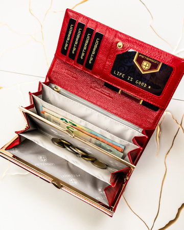 Portfel damski skóra naturalna+PU PTN PS401-HNL Red