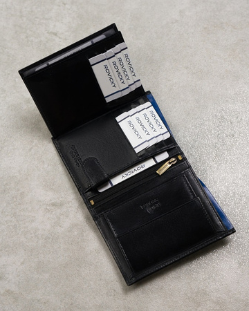 Men's leather wallet N4-RVT-6887 Black+Navy