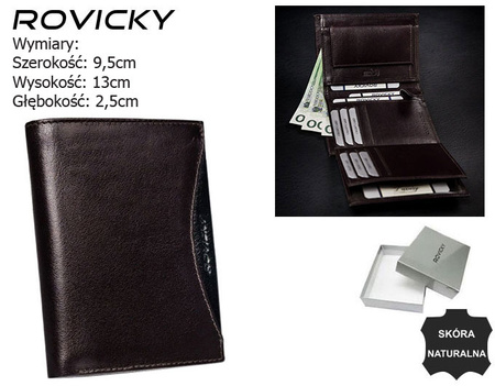 Portfel skórzany RFID ROVICKY 1541-03-BOR Brown+Black