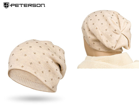 Czapka damska z domieszką wełny PTN HAT-04 Beige