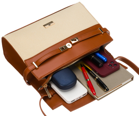 Torebka damska PTN KONWALIA Ecru-Brown