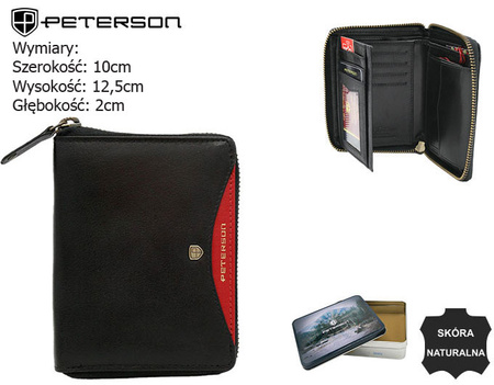 Portfel męski skórzany PTN 340.01 Black+Red