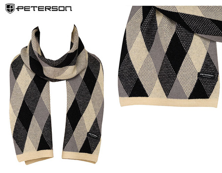 Large Men's Diamond-Patterned Scarf Peterson PTN SA100-04 Black