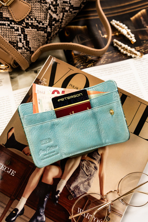 Small Women's Wallet Made of Natural Leather PETERSON PTN 423229-SFL Blue