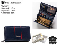 Portfel skórzany PTN KA-22 Navy+Red
