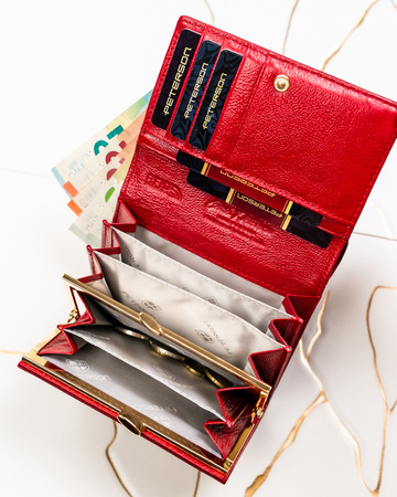 Portfel damski skóra naturalna+PU PTN PS445-HNL Red