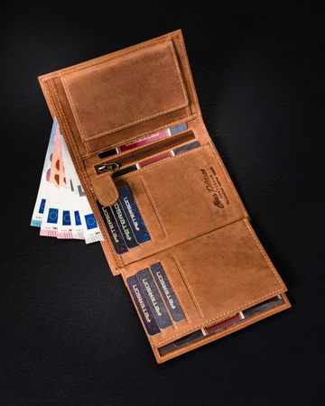 Portfel skórzany PTN 324 2-1-5 COGNAC