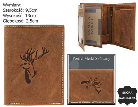 Portfel męski skórzany Blister N4-CHM-DEER-BL Cognac