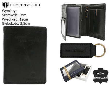PETERSON PTN SET-M-1542-GVT preent leather wallet and key ring set