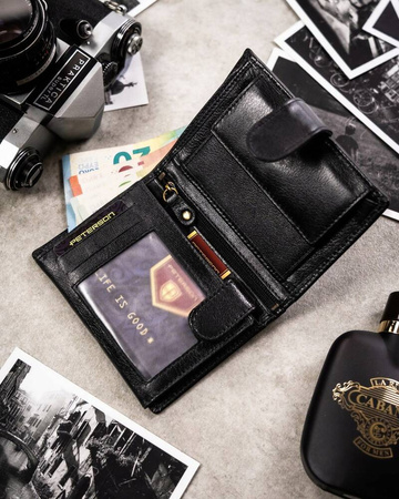 Gift set: leather wallet and key ring PETERSON PTN SET-M-N4L-GVT