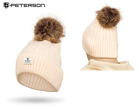 Warm Women's Hat with Angora Blend PETERSON PTN HAT-07 Beżowy