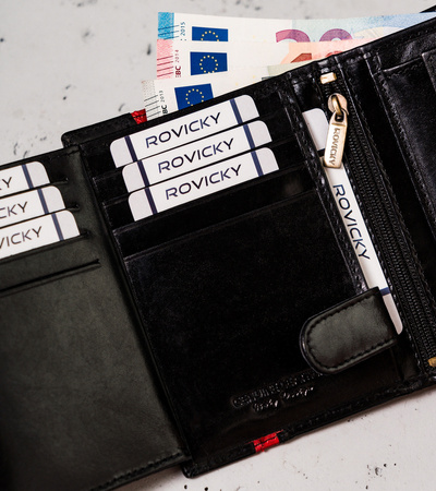 Men's Leather Wallet N62-RVTP-3050 Black-Red