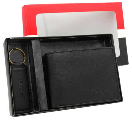 A two-piece gift set: Leatherette wallet & key ring by ROVICKY R-SET-M-N003-PUA BLA