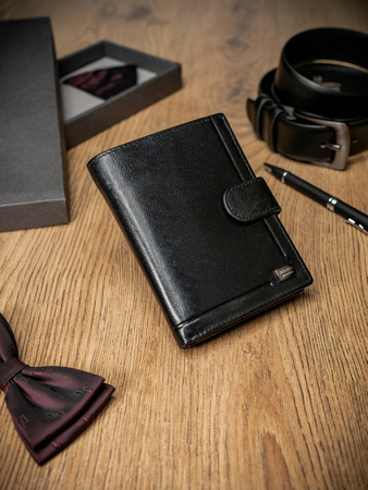 Portfel męski skórzany RFID PC-105L-BAR Black