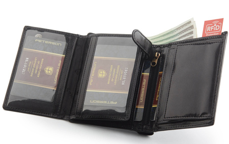 PETERSON PTN 324 2-1-1 BLACK RFID leather wallet