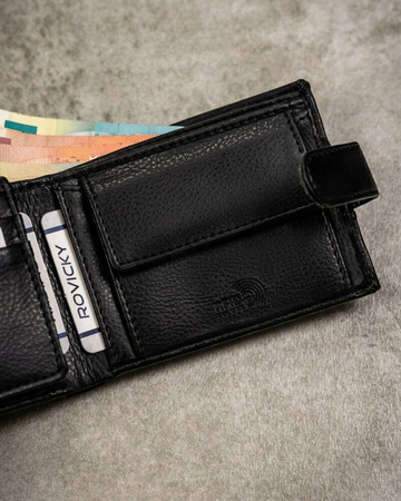 Męski zestaw prezentowy: skórzany portfel i breloczek do kluczy ROVICKY R-SET-M-N003L-SBH