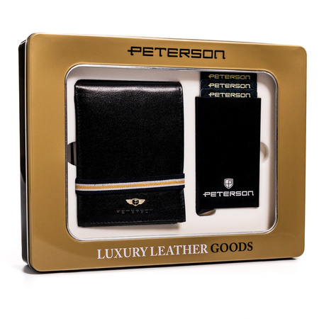 Gift Set: Men's Leather Wallet + Card Holder PTN ZM35 Peterson