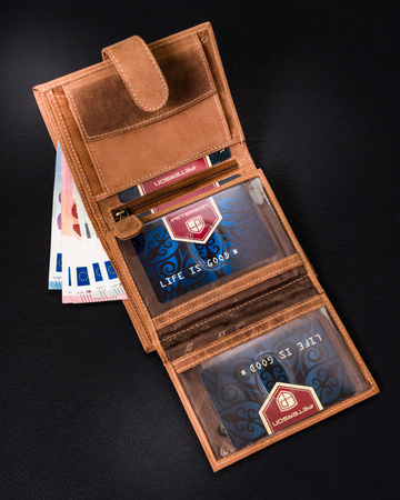 Leather wallet PTN 317Z 2-1-5 COGNAC