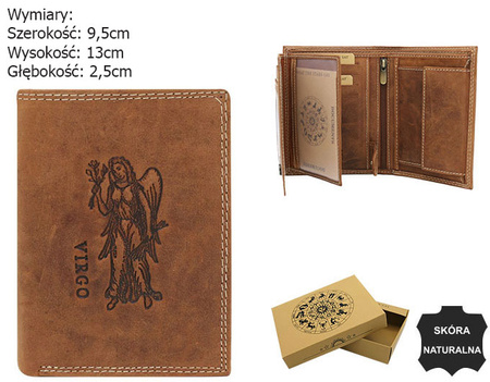 Leather wallet with the Virgo zodiac sign RFID ALWAYS WILD N4-CHM-VIRG