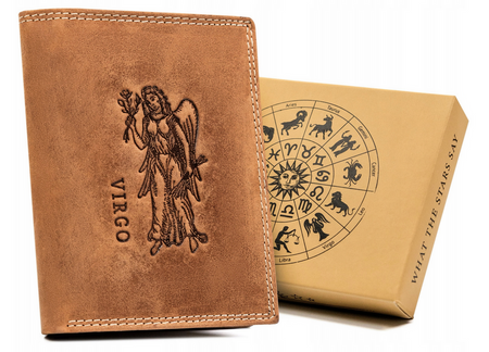 Leather wallet with the Virgo zodiac sign RFID ALWAYS WILD N4-CHM-VIRG
