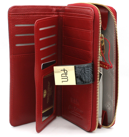 Portfel damski skórzany PTN 76116-NBF Red-Black