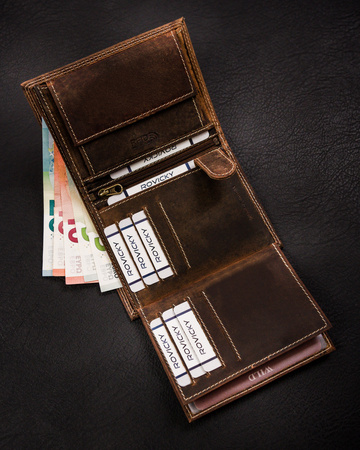 Portfel męski skórzany na blistrze N4-CHM-BL Cognac