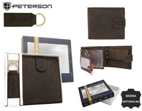 PTN SET-M-N992L-CHM Brown leather wallet+bucket set