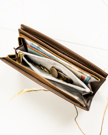 Portfel damski skóra naturalna+PU PTN PS1431-HNL Brown