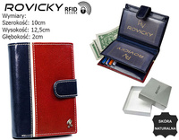 Portfel skórzany RFID ROVICKY 331L-RBA-D NAVY-RED